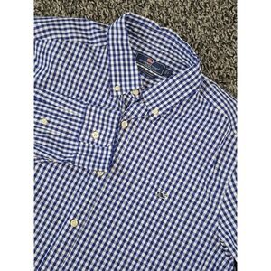 Vineyard Vines Mens Large Gingham Check Classic Fit Cotton‎ Stretch Long Sleeve